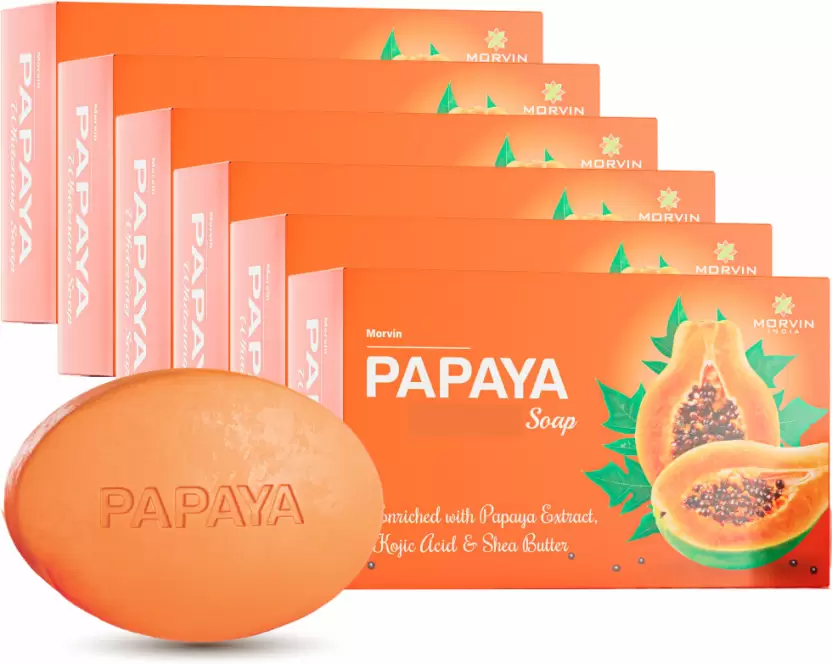 MORVIN Papaya Whitening Soap with Kojic Acid and Shea Butter